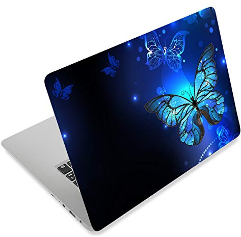 Laptop-Aufkleber, 30,5 cm (12 13 14 15 15,6 Zoll), wiederverwendbar, für Toshiba HP, Samsung Dell Apple Acer Leonovo, Sony Asus Laptop, Notebook, Blau/Schmetterling