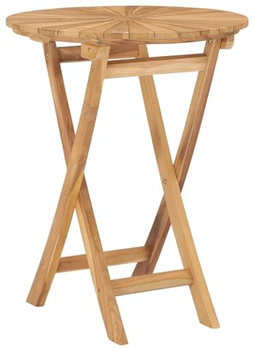 vidaXL Teak Massiv Gartentisch Klappbar Witterungsbeständig Esstisch Holztisch Klapptisch Tisch Teaktisch Gartenmöbel Balkontisch Terrasse Ø 60cm