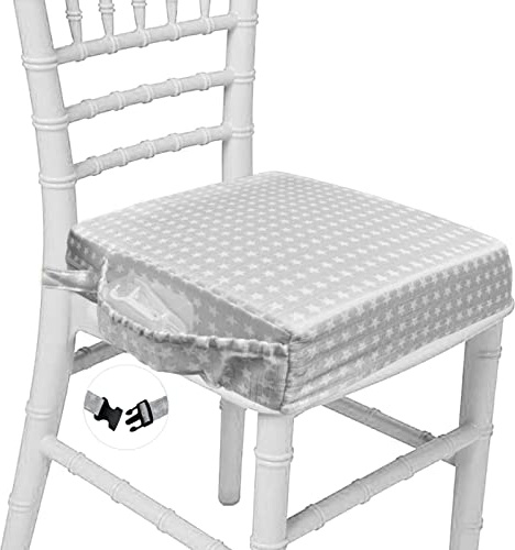 Taeku Réhausseur, Coussin de Siège Chaise Portable Cartoon Haute Bébé Carré Rehausseur de Siège avec 2 Sécurité Boucles (Étoile Grise)