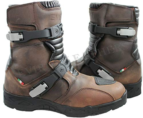 Eviron Bottes de moto en cuir basses pour aventure MX tout-terrain., marron, 42 EU