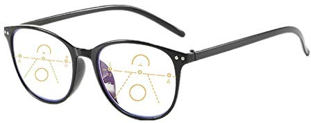 Suertree bifokale Lesebrille Antiblaulicht Brille unisex für Damen und Herren Antimüdung Lesehilfe Multi Fokus Sehhilfe Presbyopie Korrektur (Schwarz 1 stk., +1.50)