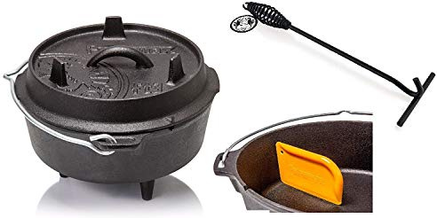 Petromax Feuertopf Starterset ft3 (Dutch Oven mit Standfüssen) inkl. Deckelheber + Schaber