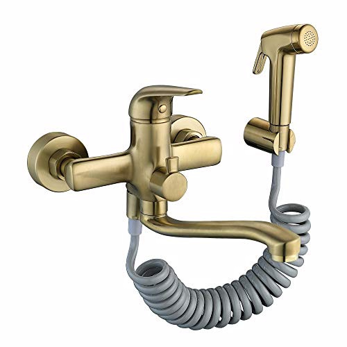 HomeLava 360° drehbar Wand Küchenarmatur mit Spritzpistole Ausladung 275 mm Einhand Spültischarmatur Wandmontage Armatur Messing Wandarmatur Küchenhahn Küchenmischer Spültischarmatur für Küche