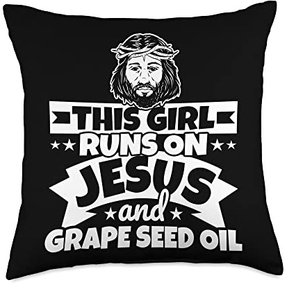 Girl runs on Jesus and Grape seed oil Throw Pillow
