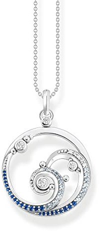 THOMAS SABO Kette Welle mit blauen Steinen 925 Sterlingsilber, Geschwärzt