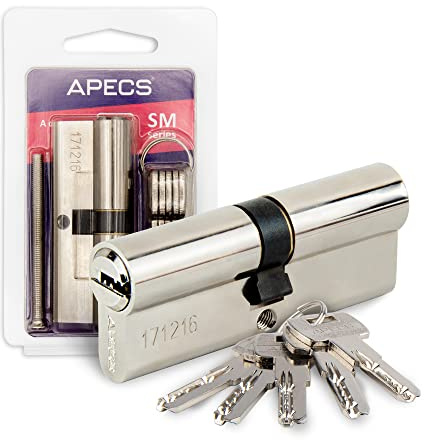 Låscylinder APECS cylinderlås, profilcylinder, 35/45 mm för dörrlås, ytterdörr med 5 nycklar, modell SM-80 (35/45)