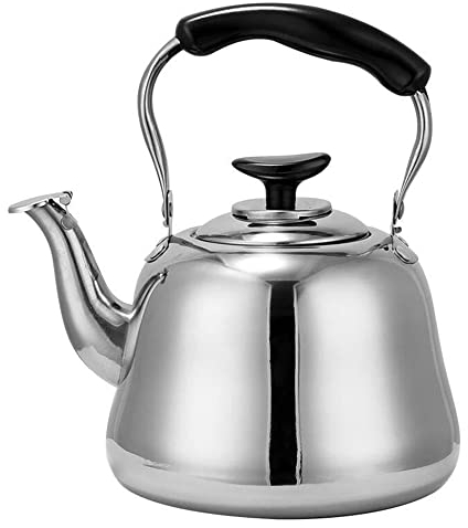 Stufa Top - Bollitore da tè, 3L 4L 5L 6L 7L Teiera in acciaio inox per uso domestico e cucina, adatto per tutti i tipi di piano cottura/stufa, cucina essenziale per preparare caffè, tè ed espresso, 3L
