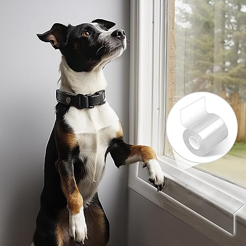 Door Protector from Dog Scratching, Window Sill Protector, Clear Sided Shield Protection Barrier Anti Cat, Dog Scratching, Slobbering, and Clawing Furniture, Glass, Car Door, Couch 4in x 3.3ft