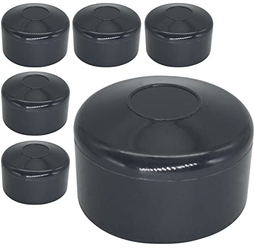 SKIR'CO (6 pcs) Fence Post Caps, Round 48.3 mm Grey Plastic Caps for Round Thick-Walled Fence Posts, Fence Post Covers, Anthracite Grey 7016