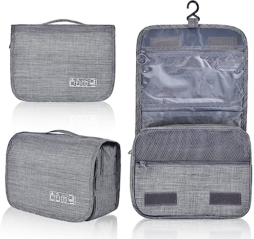 Waschtasche zum Aufhängen, Faltbare Kulturbeutel Herren zum Aufhängen wasserdichte Kosmetiktasche Herren Reise Kulturtasche Damen Gross Herren zum Aufhängen Waschbeutel zum Aufhängen(Grau)