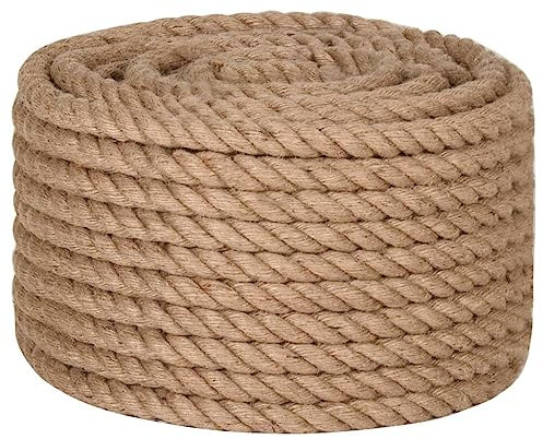 vidaXL Corde de Jute, Corde de Chanvre, Ficelle de Jute, Corde d'emballage pour Cadeaux Bricolage Jardinage, 25 m de Long 16 mm d'Epaisseur