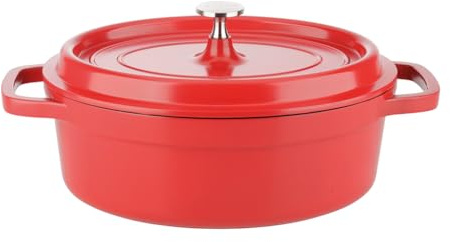 Sitram 712900, COCOTTE ovale en fonte d'aluminium 6,2 litres - Extérieur Rouge et intérieur noir - toutes sources de chaleur y compris induction