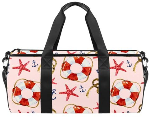 Starfish Rope Lifebuoy Sports Gym Bag Fitness Workout Duffel Bag Travel Bag Tote Handbag Equipment Bag for Women Men