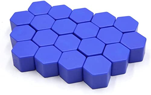 XYWHPGV 20 piezas 17 mm azul de silicona rueda de coche tuerca de perno Cubiertas de cubo de tornillo Tapones antipolvo(24119 36b22 e4d06 eda46 9ee03 cd096