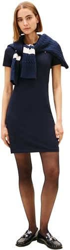 Tommy Hilfiger Donna Abito a Polo 1985 Pique Slim Fit, Blu (Desert Sky), XXL
