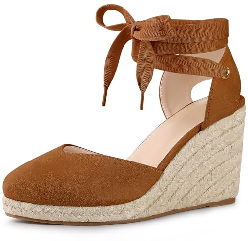 Perphy Espadrille Platform Wedge Heel Lace Up Sandals for Women Brown US 6/UK 4/EU 37