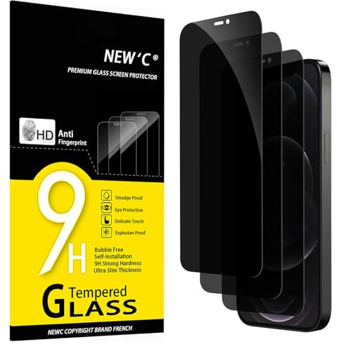 NEW'C 3 Stück, Sichtschutz für iPhone 12 Pro Max für Panzerglas (6,7 Zoll) für Panzerglas, Ausgewogener 35-Grad-schutzwinkel mit Augenschutz, Ultra-Haltbare 9H Härte, Blasenfrei