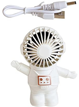 CHILDWEET Cartoon Astronaut Handheld Electric Fan Portable Usb Rechargeable Fan for Quiet for Bedroom Travel Outdoor Use Creative Idea