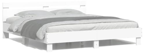 Bulliing Bettgestell mit Kopfteil und LED-Beleuchtung Bettgestell Bed Frame Bettgestell Mit Kopfteil Bettrahmen Weiß 200x200 cm - 3207518