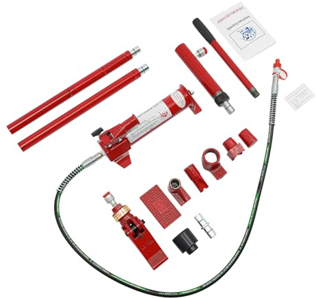 Pressa idraulica, cilindro idraulico, set da officina 4T, cric idraulico con pompa idraulica, robusta e durevole, per l'uso in officine private, officine automobilistiche, ecc. (rosso)