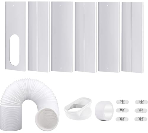 Door Seal Mobile Air Conditioner Sliding Door Seal kit with Exhaust Duct Hose Tube(15cm Diameter Counterclockwise Thread & Length up to 150cm) Mobile AC Vent Kit Max Adjustable Length 240cm