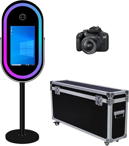 Cabine photo reflex numérique, miroir magique portable pour appareil photo, écran tactile, cabine photo de 54,6 cm pour fêtes, location de mariage (machine noire + caméra)
