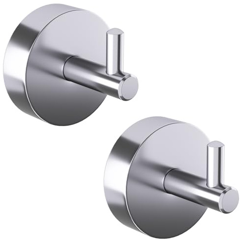 QNIIAED 2 Pack Towel Hooks for Bathrooms,Stainless Steel Door Hook Screw in for Coat Robe(Polished Stain Chrome)