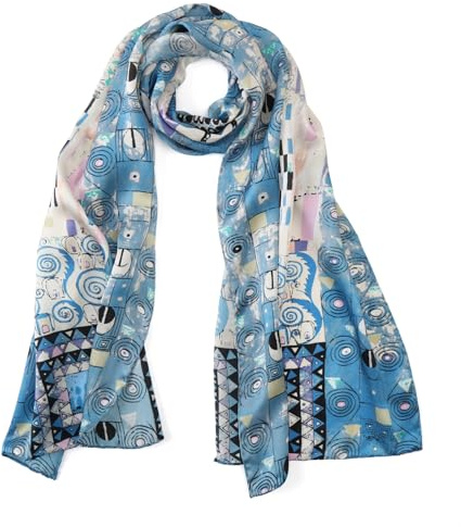 JWSilk Longue écharpe en soie Charmeuse - Impression artistique classique
