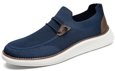 VGPSFN Herren Mokassins Flache Slipper Slip on Loafer Slipper Bootsschuhe Walkingschuhe Anzugschuhe Bequem Atmungsaktive Leichtgewichts Fitness Turnschuhe Dunkelblau EU 47