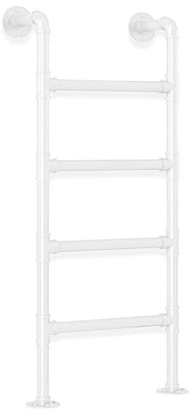 White Bunk Bed Climb Ladder 3-8 Rung Wall Mounted Metal Step Ladder for Home Loft, Basement Window Well Egress Ladder Heavy Duty Emergency Fire Escape Ladder(280cm/110in)