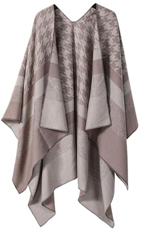 Tüll für Damen, Herbst und Winter, Nachahmung von Tausend Vögeln, Umhang mit warmem Schal, für den Außenbereich, Abend-Wickeltuch, Kapuzenschal für Damen, rose, One size