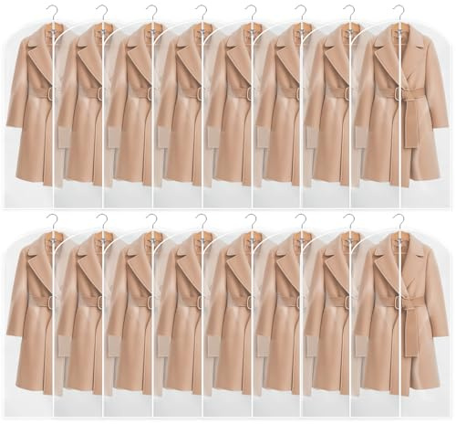 16 pezzi Garment Covers Bag, custodia protettiva impermeabile in PEVA, con chiusura lampo, pieghevole e lavabile, per abiti, abiti, cappotti (60 x 120 cm)