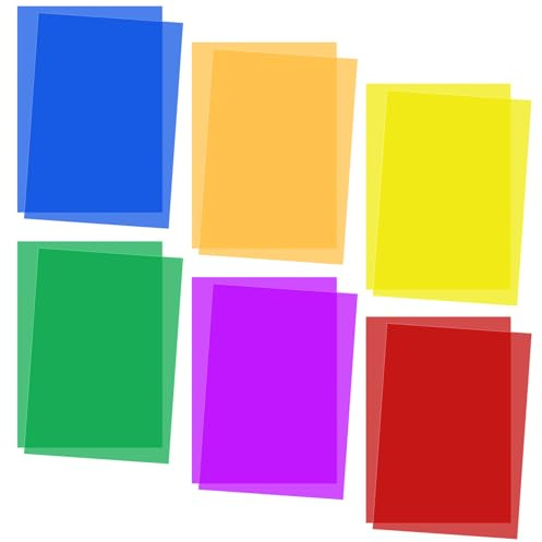 ElevateTech Lot de 12 feuilles de lecture colorées pour la dyslexie, bandes de lecture pour dyslexie, outils de dyslexie, feuilles transparentes colorées pour enfants, dyslexie, irlens TDAH et stress