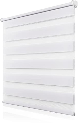 Doppelrollo Klemmfix ohne Bohren 80x190cm(BxH), Rollos für Fenster ohne Bohren Weiß, Duo Rollo Klemmrollo, Lichtdurchlässig & Sichtschutz,Fenster Rollos für Innen