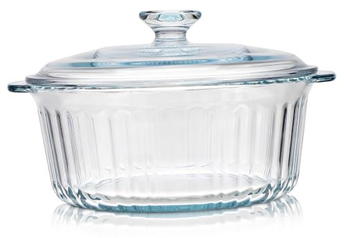 OKUMEYR Casseruola Borosilicato Trasparente Pirofila Rotonda Per e Stufatura e Facile Da Per e Piatti