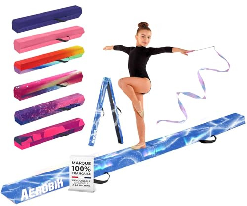 Aerobik | Klappbarer Schwebebalken 240 cm Winter | Stabil, rutschfest & Waschbar | Für Kinder & Erwachsene | Inklusive Gymnastikband | Original Corner