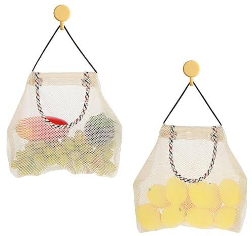 2 Packs Hanging Storage Mesh Bags Reusable Fruit and Vegetable Mesh Bags, Kitchen Tote Bags Vegetables Fruits Storage Net Bag Breathable Reusable Grocery Bags for Onions, Garlics, Potatoes