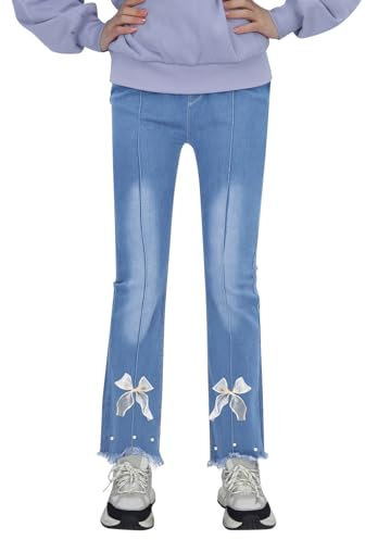 Kinder, Kleinkinder, Mädchen, lässige Jeans, elastische Taille, Denim, weites Bein, Kleinkind-Hose Kurze Hosen Mädchen
