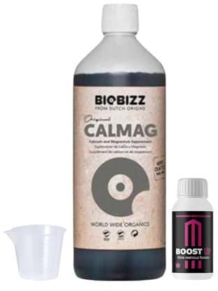 Growmania Cal Mag de BioBizz 1 l + échantillon Boost Up de Up Nutrients + verre doseur | Additif nutritif essentiel pour les jardins et les vergers | Assure une croissance et une floraison saines