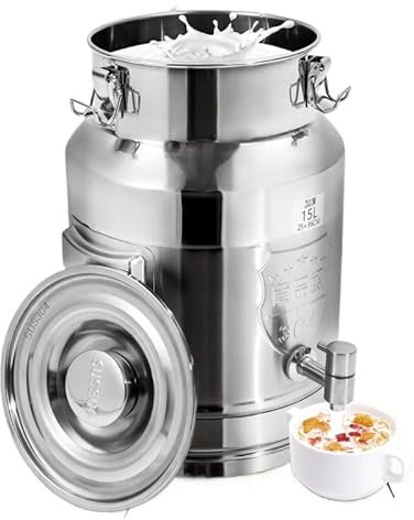 Bidone del latte con rubinetto, contenitore per il latte resistente, secchio per il vino, contenitore per liquidi, contenitore per cereali, vino, liquido, per cucina, ristorante, festa(28L/7.4Gal)