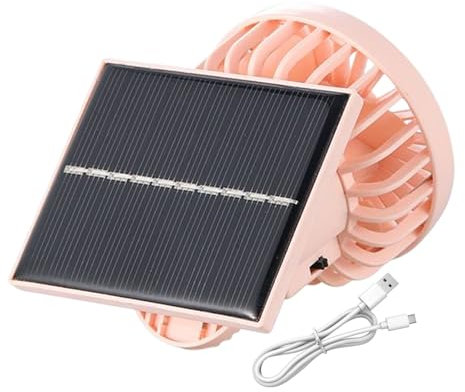 Ventilador solar portátil – Ventilador eléctrico recargable con pinzas giratorias, iluminación versátil y ligera | Aparato de ventilación para cochecito de camping al aire libre y senderismo