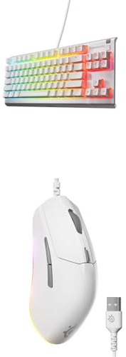 SteelSeries Apex 3 TKL White - Gaming Tastatur - 8-Zonen RGB-Beleuchtung - Deutsches QWERTZ + SteelSeries Rival 3 Gen 2 Gaming-Maus - 8.5K DPI TrueMove Core-Optiksensor - 60M Klicks garantiert