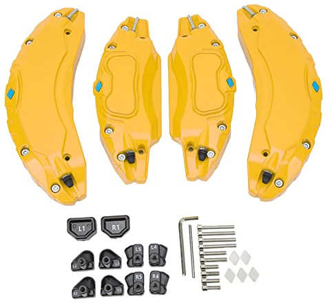 Saluaqui Car Caliper Cover Aluminum Alloy Red Disc Brake Caliper Guard for 18in 19in Wheels Hub - Brake Protector Cover for Enhanced Style and Performance (Yellow)