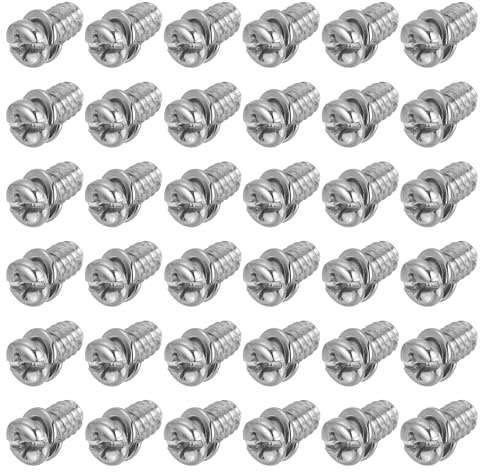 PATIKIL 50Pcs Viti Per Pale Di Ventilatore Da Soffitto, 1/4-20 x 3/8 Acciaio Al Carbonio Testa Phillips Con Rondella Per Motore Ventilatore Da Soffitto, Argento