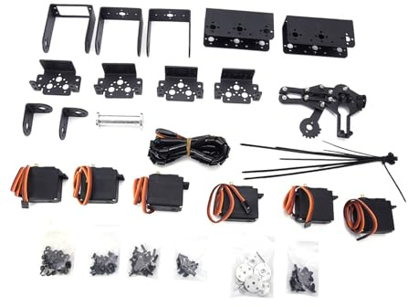 Ejoyous Powerful 6-servo Motor System, Stable Aluminum Plate Fittings, Smooth Steering Mechanism for 6DOF Robot Manipulator Compatible with College Teaching, Production