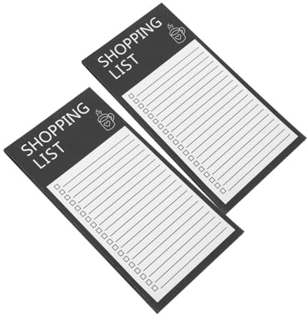 WEKAMOS Magnetische Einkaufslistenblöcke für Kühlschrank, 2 Stück, Papier | Einzigartiges Design, Wiederverwendbar für Einkauf und Organisation, Kompakte Notizblöcke für Unterwegs