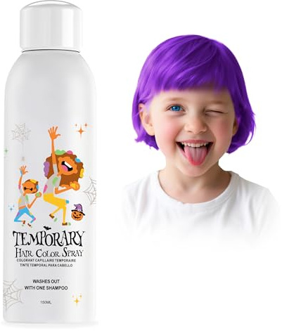 Lila tillfällig hårfärgsspray, omedelbar alternativ hårfärg för tonåringar, kvinnor och män, engångsbruk, tvättbar, snabb hårstyling, fest, cosplay, jul