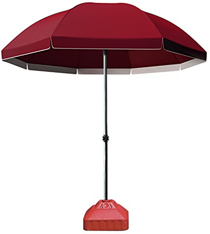 Grand parasol de plage double couche imperméable pour extérieur, jardin, balcon et piscine, disponible en vert foncé et bordeaux, parasol de qualité commerciale avec base
