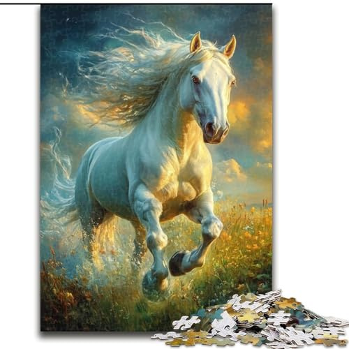 1000-teiliges Puzzle „Weißes Pferd“, anspruchsvolles Puzzle, Familienaktivitätsspiel für Teenager, DIY-Heimdekor, Denksportaufgabe, Geschenk (Größe 50x75cm)