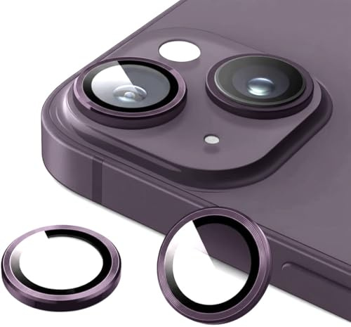 KK KENIK Camera Lens Protector For iPhone 13/13 Mini, Ring Design, 9H Tempered Glass, Waterproof, Scratch-proof For iphone 13/13 Mini Camera Lens Protector (Purple Colour)